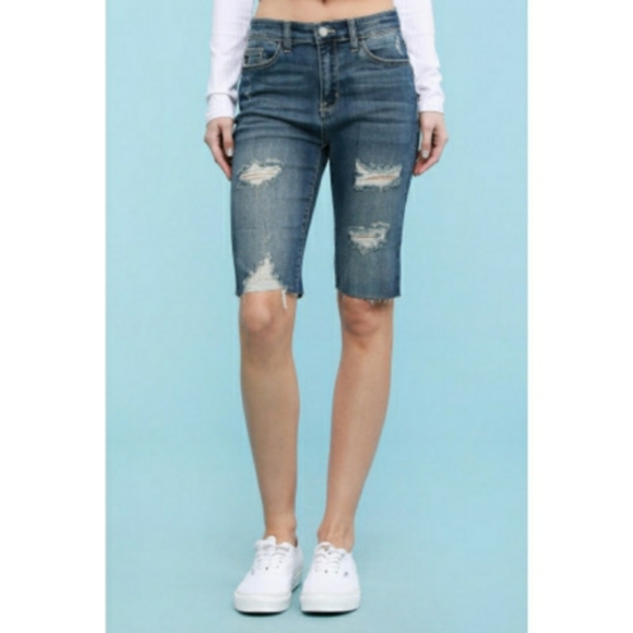 ♥️S M L XL♥️Destroy Cut Off Bermuda Shorts - Picture 2 of 8